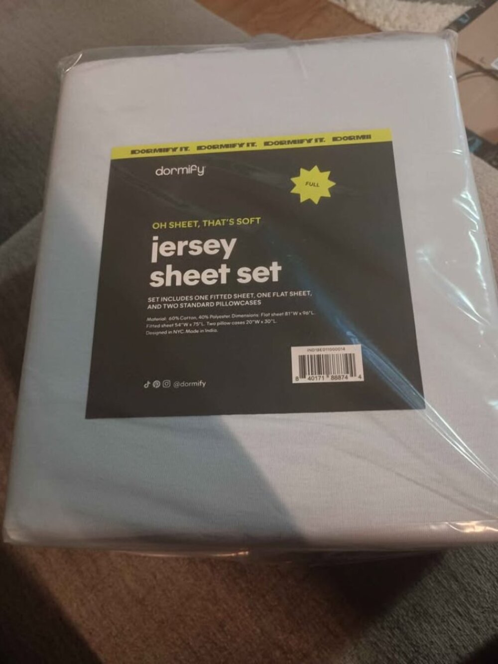 Dormify 4 Piece Full Jersey Sheet Set - Baby Blue
